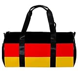 Runde Sporttasche mit abnehmbarem Schultergurt, Nationalflagge Deutschland-Flagge, schwarz, rot, gelb, gestreift, Trainings-Handtasche für Damen und H