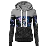 Sunggoko Hoody Weihnachten Pullover Damen Hoodie Sweatshirt Oversize Damen Pulli V-Ausschnitt Hoodies Kordelzug mit Kapuzen Tasche LäSsige Langarm Kapuzenpullover mit Kapuze 89