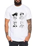 SRNS - Herren T-Shirt Son Ruffy Luffy Naruto Saitama One Dragon Master Goku Ball Vegeta Turtle Roshi Piece Golds Db, Größe:XL, Farbe:Weiß