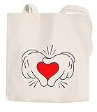 Jutebeutel Comic Hände Hands Herz Heart Baumwolltasche Stoffbeutel Tragetasche Moonworks®