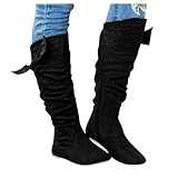 Binggong Stiefel Damen Reiter Boots Damen Schlupfstiefel Übergrößen Flandell Lange Stiefel Bowknot Flache Schuhe Herbst Winter Beiläufig Stiefel Elegante Stiefeletten F