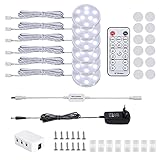 LABOREDUCER 12V Schrank Beleuchtungen LED, 6 pack Unterbauleuchte Küche, Vitrinenbeleuchtung mit Fernbedienung, Dimmbar Schranklicht für Bücherregal, Vitrine, Regal (6000K Tag weiß)