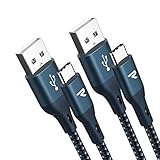 RAMPOW USB C Kabel, Typ C Ladekabel, 2 Stücke 1M, QC 3.0 Schnellladekabel und USB 2.0 Datenkabel Nylon Geflochten Kompatibel für Samsung Galaxy S21/10/S9/S8, Huawei P30/P30 Pro/P20