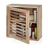 Relaxdays Wandschrank, Walnuss, 2 Fächer, Magnetverschluss, Hängeschrank Badezimmer, Küche, HBT: 42 x 42 x 18 cm, N