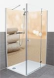 Artland Duschrückwand Eck mit Motiv Fliesenersatz Alu Rückwand Dusche Verkleidung wasserfest Duschwand Bad 2 Segmente Wunschmaß Natur Wellness Zen Sand Steine Beige R2PT