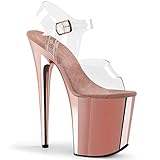 Pleaser FLAMINGO-808 Damen Plateau Sandalen, Clear/Rose Gold Chrome, Gr.- 39 EU/ Herstellergröße- 9