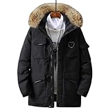 Thicken Men's Down Jacket with Big Real Fur Collar Warm Men Casual Waterproof Down Winter Coat S