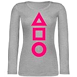 Shirtracer Nerd Geschenke - Koreanisches Kinderspiel - Symbole - XS - Grau meliert - Fernsehen - BCTW071 - Langarmshirt D