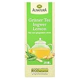 Alnatura Bio Grüner Tee Ingwer Lemon, 20 x 1.5g