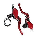 1 Paar hydraulische Bremse Kupplungshebel mit Transparent-Öltank, justierbarer 7/8' Motorradsport Motorroller Universelles (Red)