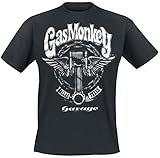 Gas Monkey Garage Big Piston Männer T-Shirt schwarz L 100% Baumwolle Fan-Merch, Rockabilly, TV-S