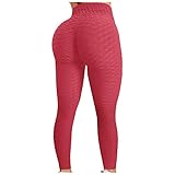 NBAA Damen Bubble Hip Lifting Übung Fitness Laufen Yogahose Jacquard Stoff Hoher Taille Stretch Yoga Leggings Lässig und Bequem Schnelltrocknende Hose Einfarbig Sport F