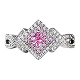 Diamant Kreuzgewickelt Rosa Ring, Damenring Liebes Förmiger Ring Strass Ring Romantische Kristall Ring, GroßEm Tropfen Schmuck Damen Zirkon Ring, Elegante Verlobung Ehering Ring (#9)