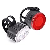 Fahrradbeleuchtung Set, Led Fahrradlicht Set USB Aufladbar,IPX4 Wasserdicht Fahrradlampen,Beleuchtungs-Set,300LM Frontlicht und 150LM Rück