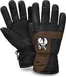 Polar Husky® Skihandschuhe Winter Sporthandschuhe Thermohandschuhe für Damen und Herren mit Thinsulate gefüttert - Wasserdicht - Winddicht - Atmungsaktiv Farbe Braun Größe L