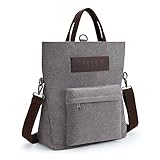 KALIDI Canvas Damen Umhängetasche Rucksack 2 in 1 Groß Crossbody Tasche Handtasche Damen Mehrzweck Schultertasche Hobo Tasche für Arbeit Schule Büro Shopper Reise Outdoor,G