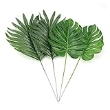 lliang Künstliche Blumen 12Pcs 2 Art Große Künstliche Gefälschte Monstera Palm Baum Blätter Grün Kunststoff Blatt Hochzeit DIY Dekoration Günstige Blumen Blätter anlage (Farbe : Green Mix)