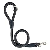 Hundeleine Nylon Kurze Runde von 18 mm Anti Zug Mehr Grob, handgefertigt in der EU, Hundetrainingsleine für Kleine Mittelgroße und Große Hunde. Größe 100 cm. SCHWARZ