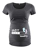 Love2Mi Damen Kurzarm Umstandsshirt Mutterschaft Klassische Seite Geraffte T-Shirt Tops Mama Schwangerschaft Kleidung, Knöchelprint, M