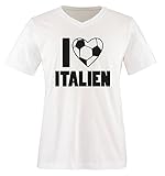 I Love Italien - Herren V-Neck T-Shirt - Weiss/Schwarz Gr. S