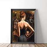LLXXD Nordische Frauen mit rotem Haar Leinwand Malerei Wein Party Wandkunst Poster und Drucke Bilder für zu Hause Wohnzimmer Dekoration-50x70cm （kein Rahmen）