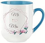 vanVerden Curved Tasse - Mr & Mrs - Hochzeit Trauung Gastgeschenk - beidseitig Bedruckt - Geschenk Idee Kaffeetasse, Tassenfarbe:Weiß/B