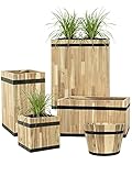 Pflanzwerk® Pflanzkübel TUB Holz 30x60x30cm 100% Bio-AKAZIENHOLZ Weinfass Holzfass *Frostbeständiger Blumenkübel* *Bio Pflanzenkübel* *Nachhaltige Qualitätsware*