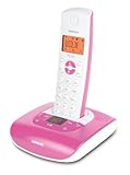 Audioline Pro 280 Color Schnurloses DECT-Telefon mit Freisprechen, orange beleuchtetem Display und Anrufbeantworter pink