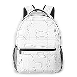 USGYY Rucksack Männer und Damen Kartografie Topografische Kartenhöhe, Laptop Rucksäcke, Kinderrucksack Schulrucksack Daypack für Jungen M