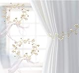 Keleily Vorhang Raffhalter Perlen Vorhanggurte 2 Stück Gardinen Raffhalter mit Spitze Elegant Vorhang Holdbacks Vorhanghaken Metall Dekorative für Zuhause, Schlafzimmer, Büro, Hotel, Fenster, G