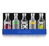 Absolut Five Vodka Set – 5er Pack Absolut Vodka Mix – Mit Absolut Vodka Original, Citron, Kurant und Vanilia – 5 x 50