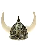 Wikinger Helm mit Hörnern grau gold w