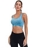 Disbest Damen Sport-BH, Yoga BH Starker Halt Fitness-Training Strech BH Bustier Push up Top Sports Bra mit Polster ohne Bügel (38/M, Sky Blue)