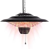 BAIHAO 2000 W elektrischer Terrassenheizer, 2-stufig einstellbare Infrarot-Deckenheizer für den Innen- und Außenbereich, Zugschnurschaltersteuerung