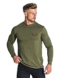 Gianni Kavanagh Herren Army Green GK Core Western Long Sleeve T-Shirt, Armeegrün, XXL