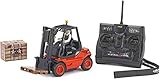 CARSON 500907093 - 1:14 Gabelstapler Linde 2.4G 100% RTR, Ferngesteuertes Fahrzeug, Nutzfahrzeug, Maßstab 1:14, Licht und Soundfunktionen, inkl. Senderbatterien, 2,4 GHz Fernsteuerung