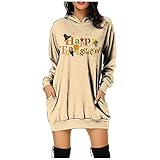 Syliababy Erntedankfest Kleidung Damen Langarm mit Tasche Pulloverkleid Hoodiekleider Pulli Mädchen Hoodies Minikleid Langarmshirt Pullover Sweatshirt Longsleeve Tops Kapuzenpulli Kapuzenp