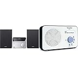 Sony CMT-SBT20B Micro-Systemanlage Silber & TechniSat Viola 2 tragbares DAB Radio (DAB+, UKW, Lautsprecher, Kopfhöreranschluss, zweizeiligem Display, Tastensteuerung, klein, 1 Watt RMS) weiß/schw