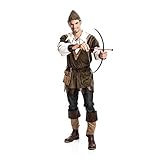 Kostümplanet® Robin Hood Kostüm Herren Faschings-Kostüm Mittelalter Kleidung Männer Jäger Outfit Set Verkleidung Bogenschütze Erwachsene Größe 48/50