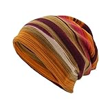 TWIOIOVE Mütze Damen Beanie Unisex Wintermütze Vintage Bunt Slouch-Beanie-Mütze Streifendruck Schal Kältebeständig Atmungsaktiv Unisex-Hüte Outdoor Cabrio Winddichte Baskenmü