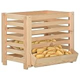 Tidyard Kartoffelkiste, Zwiebel Aufbewahrung, Obstkiste, Gemüsekiste, Holzkisten, Aufbewahrungskiste, Allzweckkiste, 60x40x50 cm M