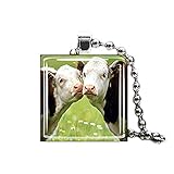 Sunshine Halskette mit Anhänger, Motiv Küssende Bauernhoftiere, Glasfliesen-Anhänger, Geschenk für Sie, Tierliebhab