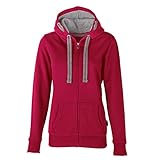 HRM Damen Hooded Jacket, himbeere, Gr. S I Premium Kapuzenjacke Damen mit Kontrast-Innenfutter I Basic Hoodie mit Reißverschluss I Zip Hoodie I Hochwertige & nachhaltige Damen-Ob