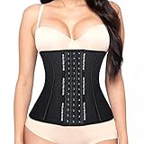 SIMIYA Damen Korsett, Latex Waist Trainer Unterbrust Taillenmieder, Figurformend Bauchweg Korsage (L, Schwarz)