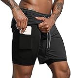 Danfiki Short Herren Sport Sommer 2 in 1 Kurze Hosen Schnelltrocknende L