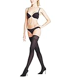 FALKE Damen Pure Matt 50 DEN W STU Stay-Ups, Transparent, Schwarz (Black 3009), L 10.5-11