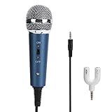 Karaoke Handmikrofon, kondensator Mikrofon mit Kabel, 3,5 MM mit U-förmigem Mikrofon, für Computer Karaoke, für Gesang/PA-Lautsprecher/Verstärker/Mixer(Blau)