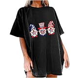 S-UN Damen Sommer O-Ausschnitt T-Shirt LäSsig Lose Gedruckte Kurzarm Tops ÜBergrößE Bluse Tops Freizeit Oberteile Tees Top