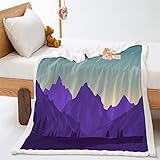 Decke wohndecken kuscheldecken 130x150cm Lila Berg 3D-Muster Sherpa Decke, Groß Kuscheldecke für Erwachsene und Kinder, warme flauschig weiche Sofadecke Tagesdecke oder Wohnzimmerdeck