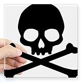 CafePress - Totenkopf-Schwarz_New.Png Quadratischer Aufkleber 7,6 cm x 7,6 cm (klein) oder 12,7 x 12,7 cm (groß)
